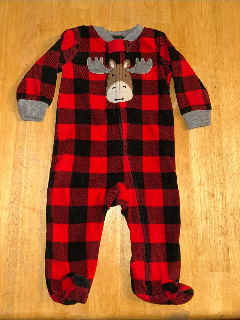 Red Buffalo Plaid buffalo check Moose Footie Pajamas Baby Boy Girl 6 months